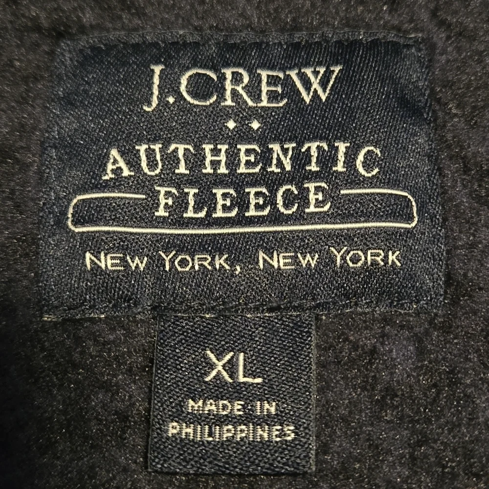 J.CREW Authentic Fleece Sweater Men's Size XL 1/4 Zip Mock Pullover Charcoal